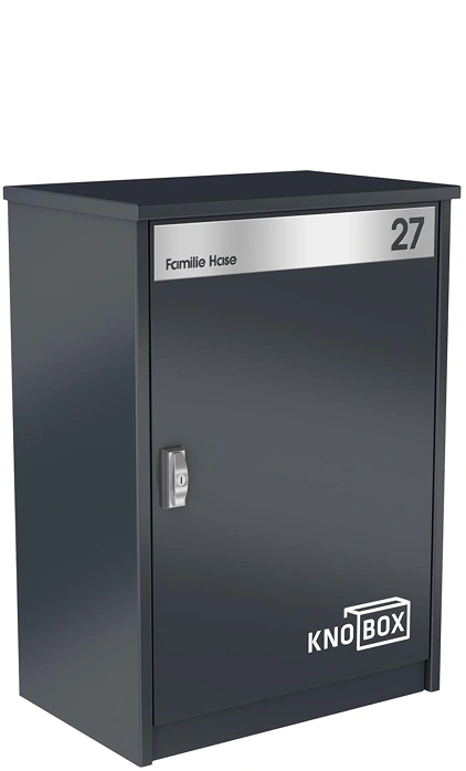 Paketbox KNOBOX XL in Anthrazit und Beschriftung von KNOBLOCH
