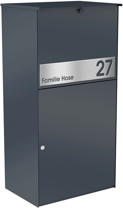 Paketbox KNOBOX PRO in Anthrazit und Beschriftung von KNOBLOCH